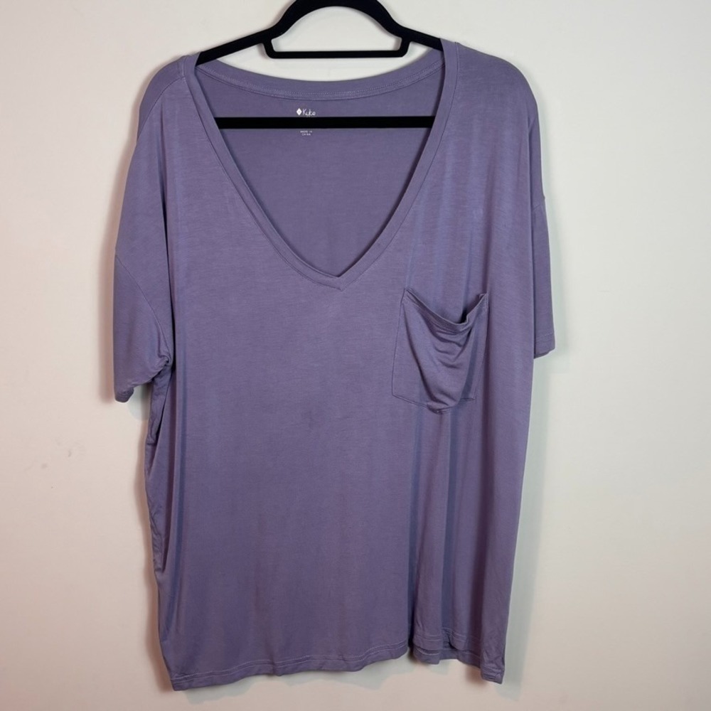 Kyte Womens Oversized Purple Lounge Bamboo Blend Short Sleeve Tee Small Comfort
